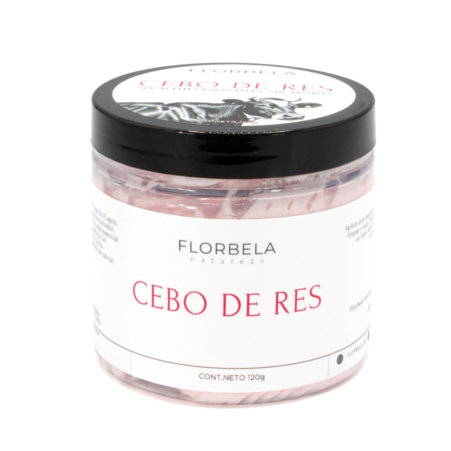 Sebo de Res 120g Rosa infusionado en aceites esenciales