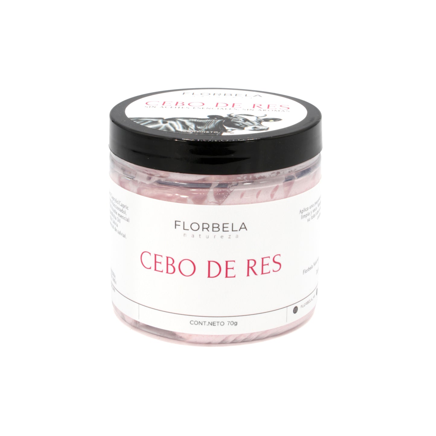 Sebo de res 70g Rosa infusionado en aceites esenciales