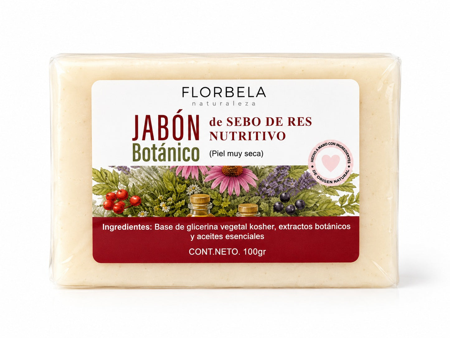 Jabón Botánico de Sebo de Res Nutritivo – Piel Muy Seca