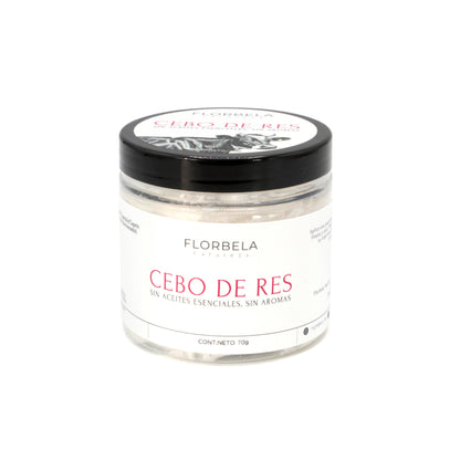Sebo de res 70g sin aromas ni aceites esenciales.