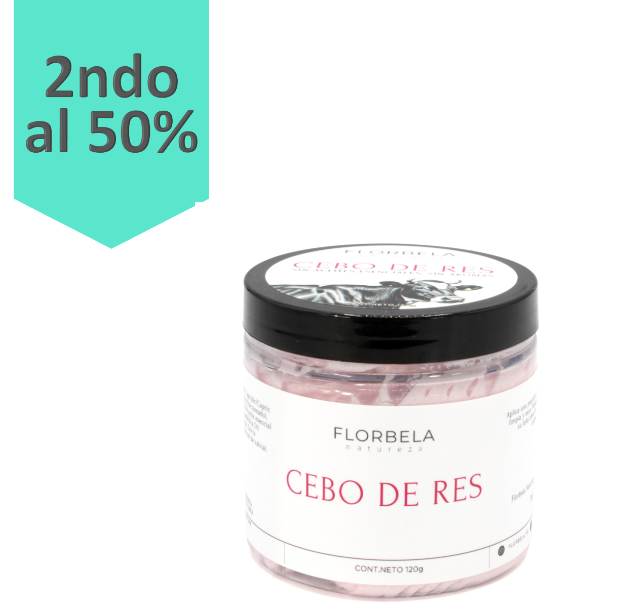 Sebo de Res 120g Rosa infusionado en aceites esenciales