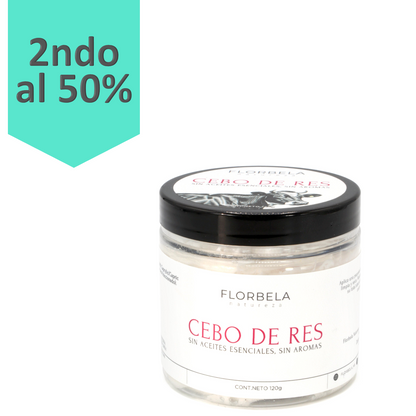 Sebo de res 70g sin aromas ni aceites esenciales.