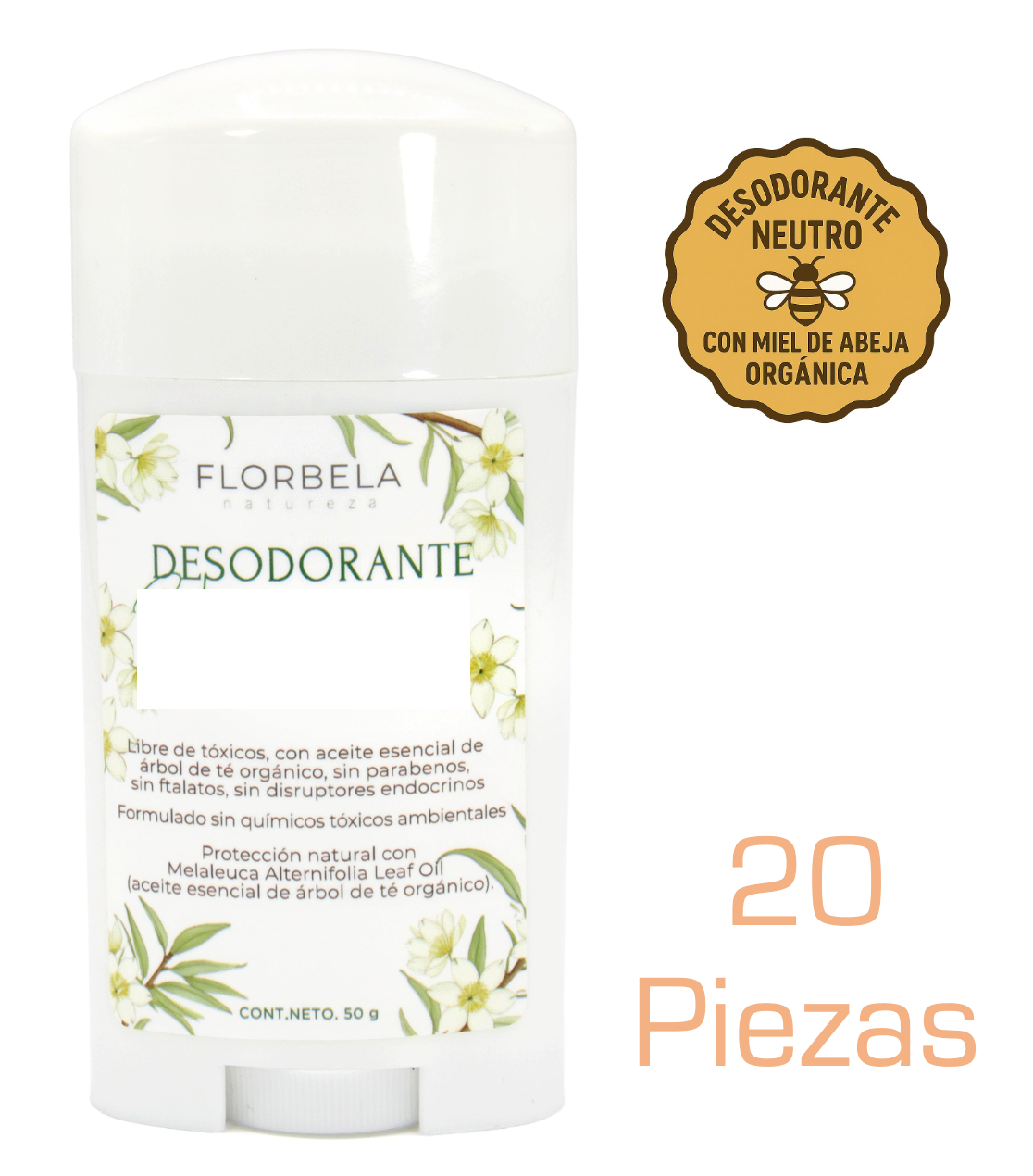 Desodorante en Barra Ecológico con Miel de Abeja Orgánica Paquete de 20 piezas
