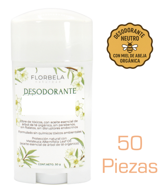 Desodorante en Barra Ecológico con Miel de Abeja Orgánica Paquete de 50 piezas