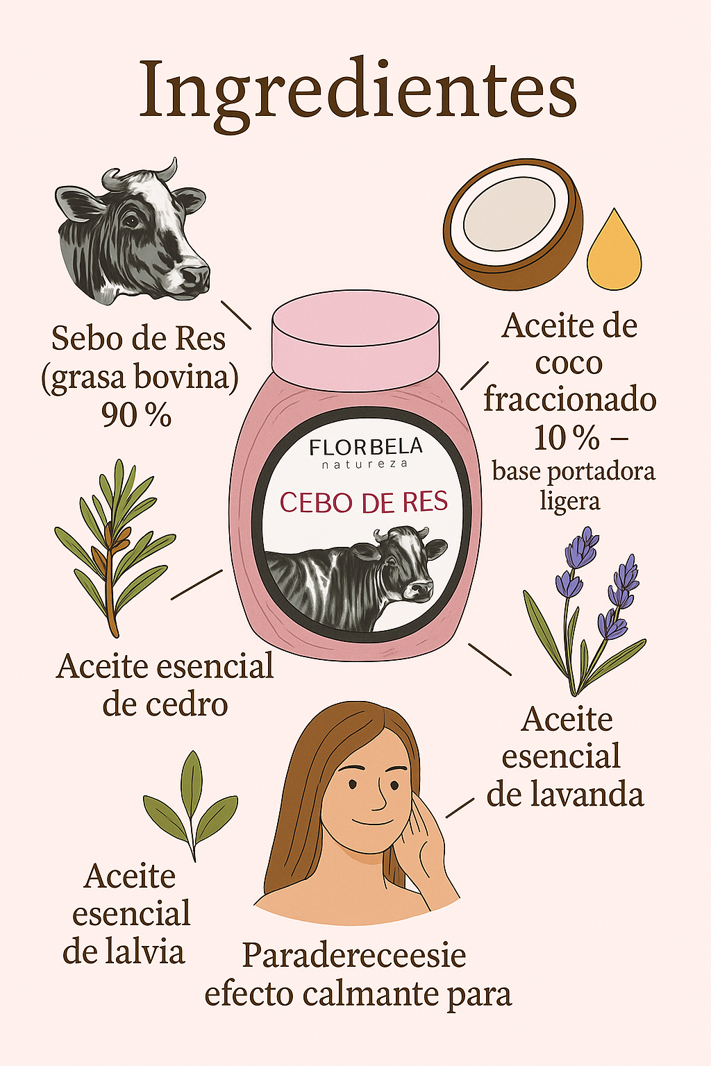 Sebo de res 70g Rosa infusionado en aceites esenciales