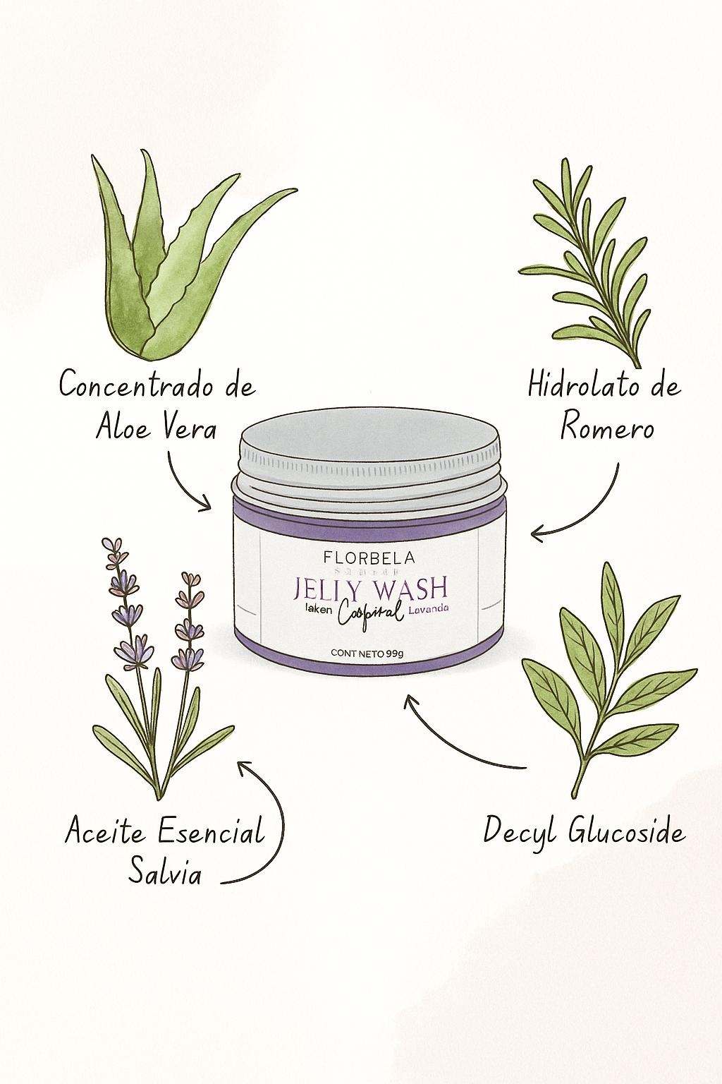 Jelly Wash de Sábila, una gelatina de ducha natural 30g PETIT
