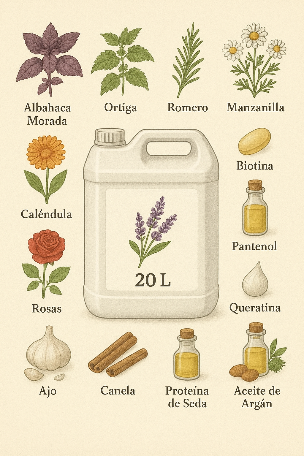 Shampoo Ajo-Cebolla 20 litros en Bidón a Granel