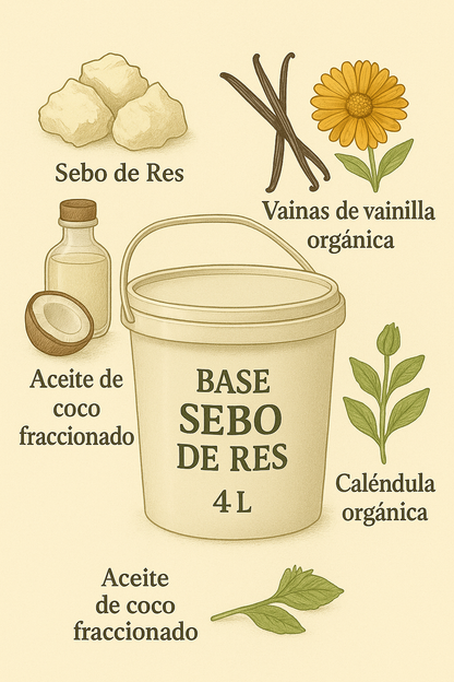 Sebo de Res Sin aromas y sin aceites esenciales Cubeta 4 litros a Granel