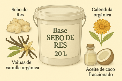 Sebo de Res Sin aromas y sin aceites esenciales Cubeta 19 litros a Granel