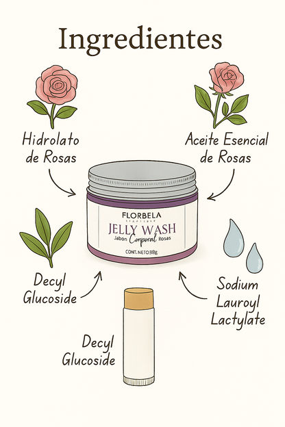 Jelly Wash de Rosas, una gelatina de ducha natural 95g