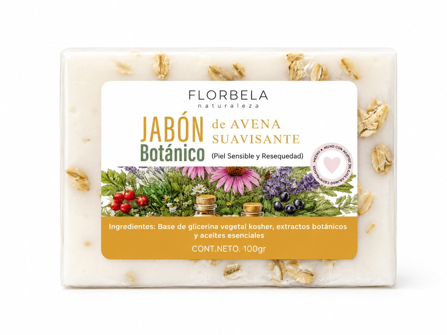 Jabón Botánico de Avena Suavizante – Piel Sensible y Resequedad