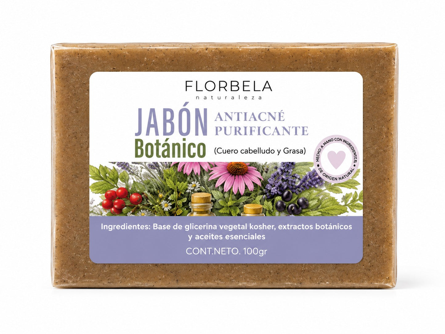 Jabón Botánico Antiacné Purificante – Cuero Cabelludo y Grasa