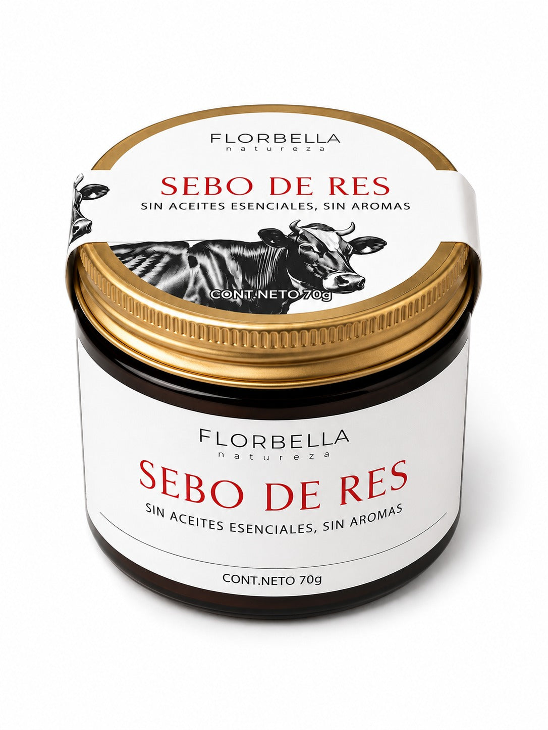 Sebo de res 70g sin aromas ni aceites esenciales.