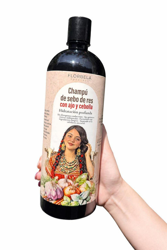Champú de Sebo de Res con Ajo y Cebolla 1 litro